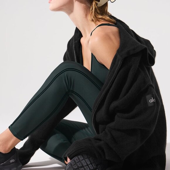 Alo Yoga New Class Cashmere Full Zip Hoodie Black - Picture 1 of 4